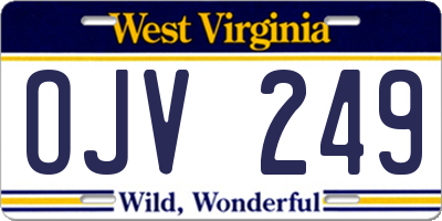 WV license plate OJV249