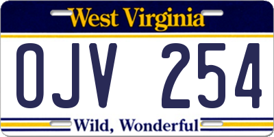WV license plate OJV254