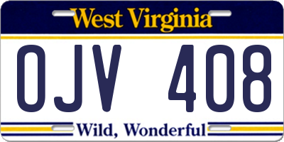 WV license plate OJV408