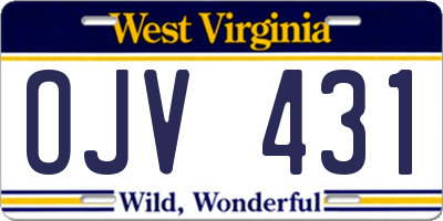 WV license plate OJV431