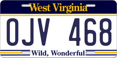 WV license plate OJV468