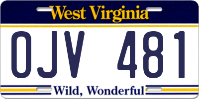 WV license plate OJV481