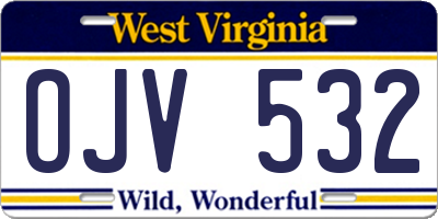WV license plate OJV532