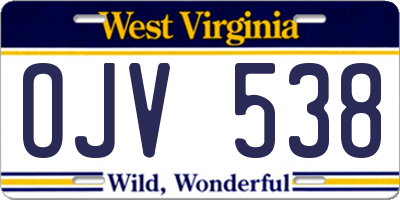 WV license plate OJV538