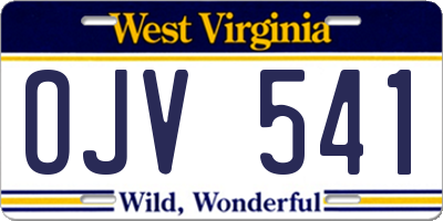 WV license plate OJV541