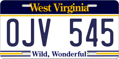 WV license plate OJV545