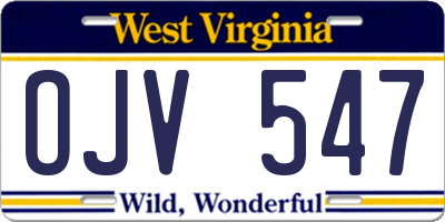 WV license plate OJV547