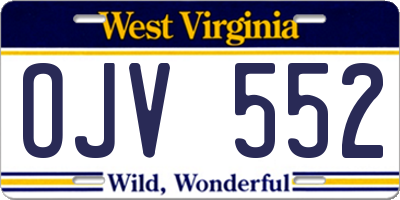 WV license plate OJV552