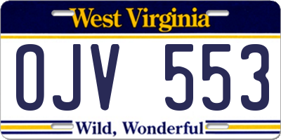 WV license plate OJV553