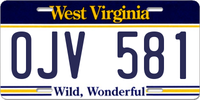 WV license plate OJV581