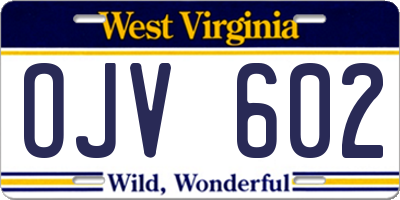 WV license plate OJV602