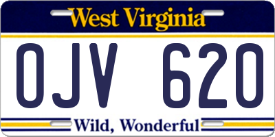 WV license plate OJV620