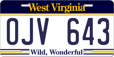 WV license plate OJV643