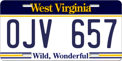 WV license plate OJV657