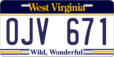 WV license plate OJV671