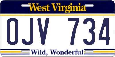 WV license plate OJV734