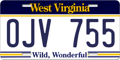 WV license plate OJV755