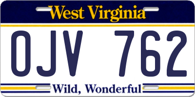 WV license plate OJV762