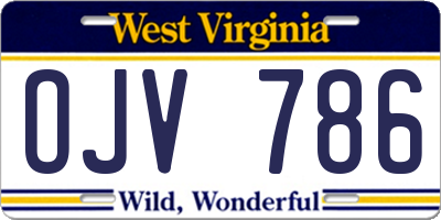 WV license plate OJV786