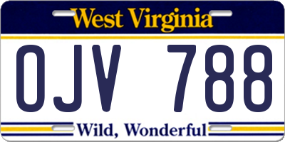 WV license plate OJV788