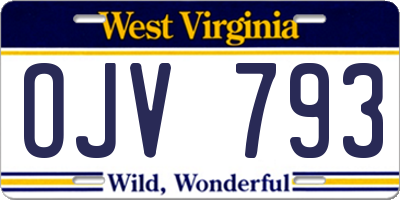 WV license plate OJV793
