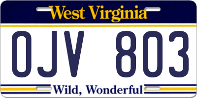 WV license plate OJV803