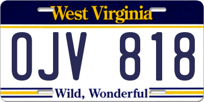 WV license plate OJV818