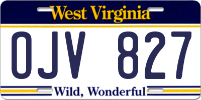 WV license plate OJV827