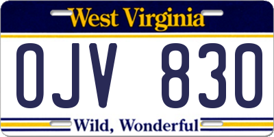 WV license plate OJV830