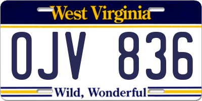 WV license plate OJV836