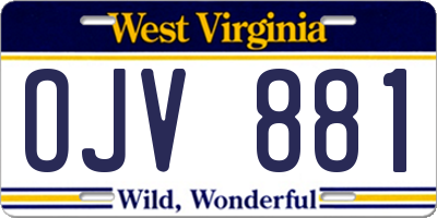 WV license plate OJV881