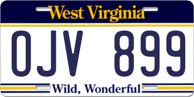 WV license plate OJV899