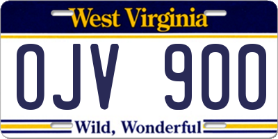 WV license plate OJV900