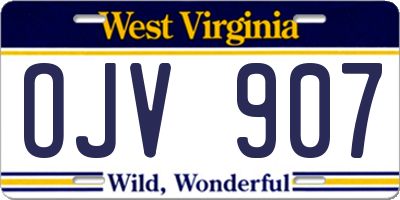 WV license plate OJV907