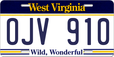 WV license plate OJV910