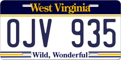 WV license plate OJV935