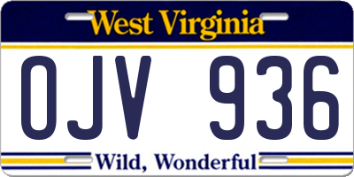 WV license plate OJV936