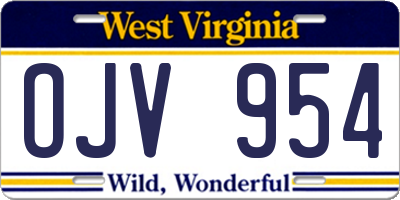 WV license plate OJV954