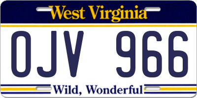 WV license plate OJV966