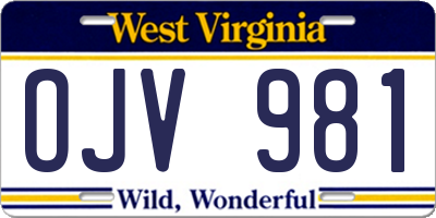 WV license plate OJV981
