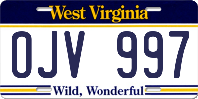 WV license plate OJV997