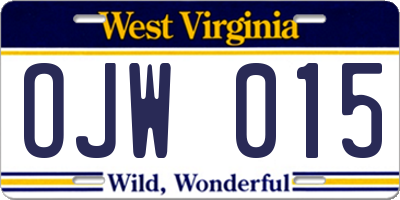 WV license plate OJW015