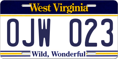 WV license plate OJW023