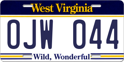 WV license plate OJW044