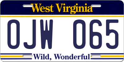 WV license plate OJW065