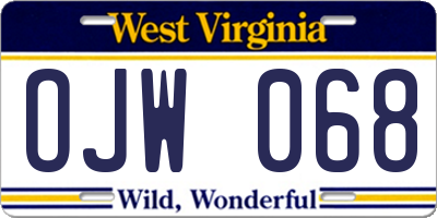 WV license plate OJW068