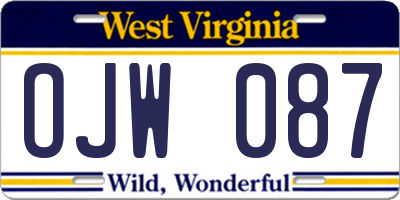 WV license plate OJW087