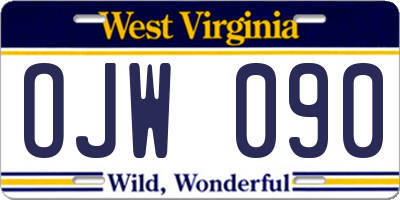 WV license plate OJW090
