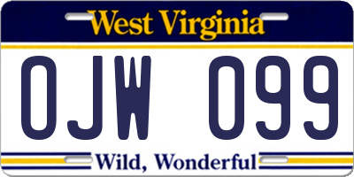 WV license plate OJW099