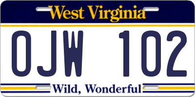 WV license plate OJW102